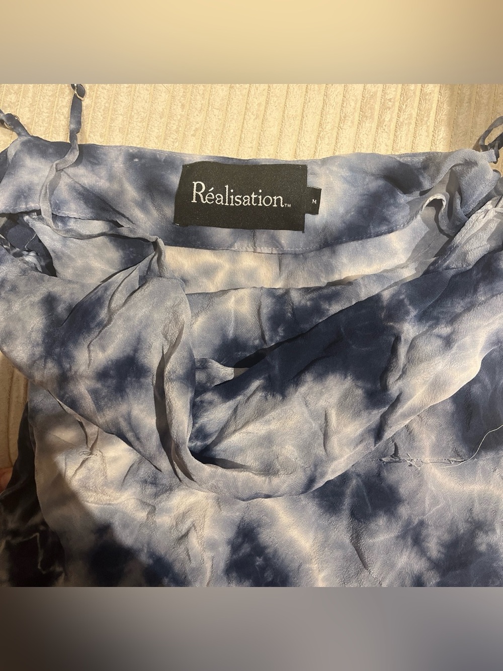 Realisation Par Navy and White Tie-Dye Slip Dress - Picture 2 of 3